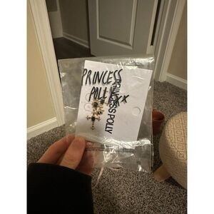 Princess Polly Gold Gothic Cross Earrings with Black Stone Inlay